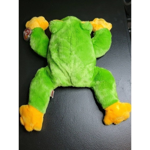 Ty Beanie Babie Green and Yellow 8in smoochy Frog - 4039 - Picture 4 of 8